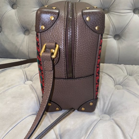 RARE! Gucci Houndstooth And Stripe Shoulder Bag Red & Green NEW W DUSTBAG - Picture 8 of 10